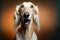 Studio portrait of a saluki dog with a surprised face , created with Generative AI technology