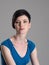 Studio portrait of short hair brunette beauty looking at camera