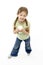 Studio Portrait of Smiling Girl Holding Glass of M