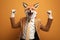 Studio portrait of young amazed excited fox in suit. created with Generative AI technology