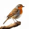 Studio Portraits Of Characterful Robin Hunting On White Background