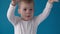Studio shooting, happiness, childhood concepts - happy, smiling, joyful kid preschool minor Toddler surprised blonde boy
