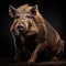 Studio Shot Of Boar On Black Background With Twisted Sense Of Humor