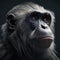 Studio Shot of Chimpanzee in Profile Against a Dark Background