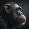 Studio Shot of Chimpanzee in Profile Against a Dark Background