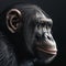 Studio Shot of Chimpanzee in Profile Against a Dark Background