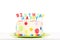 Studio shot of a colorful decorated cake with happy birthday can