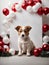 Studio shot of cute puppy. Merry Christmas and Happy New Year decoration. Generative AI