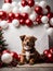 Studio shot of cute puppy. Merry Christmas and Happy New Year decoration. Generative AI