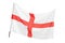 A studio shot of a flag of England waving