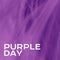 Studio shot of illustrative purple day text isolated over abstract purple background, copy space