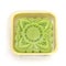 Studio shot one matcha green snowskin moon cake in transparent tray isolated on white