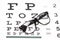 Studio shot of a pair of glasses on an eye chart