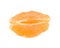 Studio shot of peeled piece of clementine on white