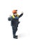 The studio shot of senior bearded male miner standing at the camera on a white background.