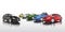 Studio Shot Vector Of Group Of Multi-Colored Cars In A Row