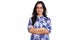 Studio shot of young happy Spanish businesswoman smiling while