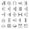 Studio soundproofing icons set, outline style