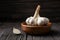 Studio still life garlic, culinary essential in elegant composition