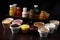 studio, with variety of fast food sauces and condiments, for commercial or promotional use