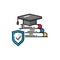 Study and education insurance, student safety icon