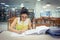 Study education, woman writing a paper
