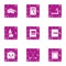 Study grant icons set, grunge style