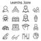 Study, Learning, Education icon set in thin line style