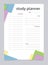 Study planner worksheet design template