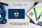 Study in Vermont. USA state. US education concept. Learn America concept