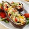 Stuffed aubergines with quinoa