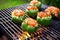stuffed bell peppers in a bbq smoker