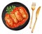 Stuffed cabbage roll with minced meat and rice. Watercolor illustration