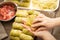 Stuffed cabbage rolls, preparing