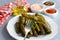 Stuffed collard greens with boiled leaves, traditonal turkish black sea region food, sarma, dolma. (Selective Focus)