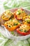 Stuffed colorful peppers with meat cheese vegetables