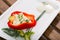 Stuffed delicious half of red pepper with brynza, Bulgarian cuisine