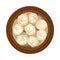 Stuffed Dumplings Floating in Pot with Bouillon Top View Vector Illustration