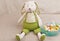 Stuffed, Easter bunny and  basket, filler with colorful, easter, candy