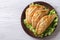 Stuffed empanadas on a plate. horizontal view from above