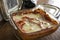 Stuffed lasagne in a glass bowl