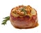 Stuffed onion with bacon isolated