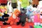 Stuffed people and animal toys at the fair