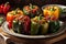 Stuffed Peppers with tomato and spices on a plate