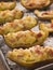 Stuffed Potato Skins a Tray with Sea Salt