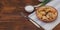 Stuffed Rolled Cabbage meat in Leaves in a Ceramic Plate with White Napkin,Parsley on a Rustic Wooden background. Traditional Roma