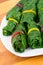 Stuffed swiss chard leaves rolls