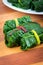 Stuffed swiss chard leaves rolls