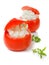 Stuffed tomato isolated on white