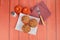 Stuffed tomatoes prepared in a plate